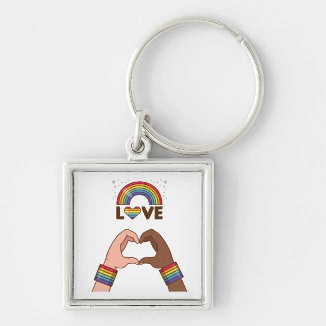 LGTB+Orgullo. Amo el arcoiris. Corazón. Llavero (Frente)