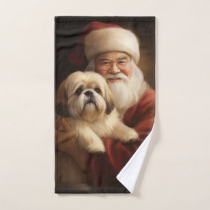 Lhasa Apso con Santa Claus Navideño