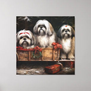Lhasa Apso Trineo Nevado Decoración de Navidad