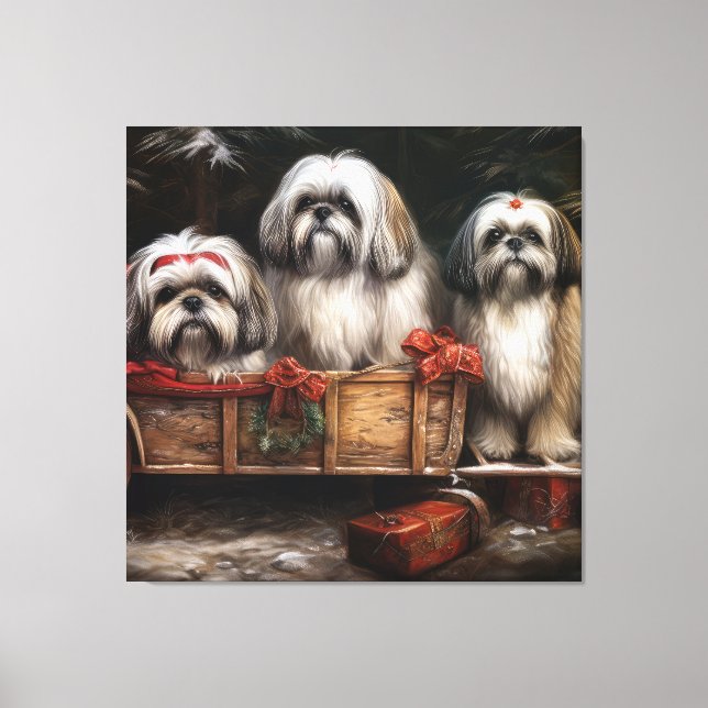 Lhasa Apso Trineo Nevado Decoración de Navidad (Anverso)