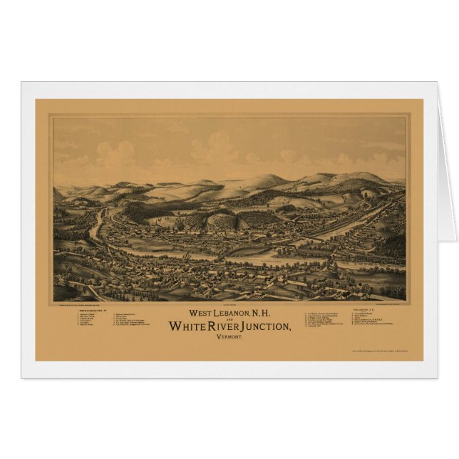 Líbano del oeste, mapa panorámico del NH - 1889 (Anverso (Horizontal))