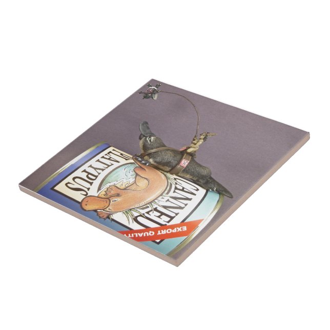 Libby en un platypus en una teja (Lado)