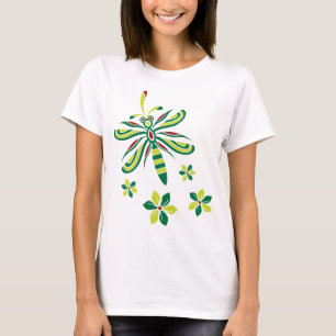 Libélula con la camiseta V2 de las flores