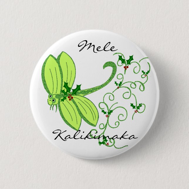 Libélula del acebo, Mele, botón de Kalikimaka (Anverso)