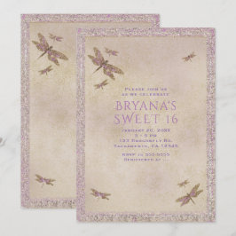 Libélulas púrpura y dorado Invitaciones de libélul