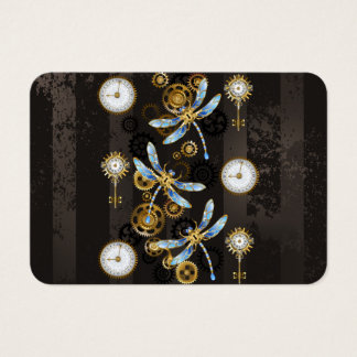 Libélulas Steampunk sobre fondo marrón rayado