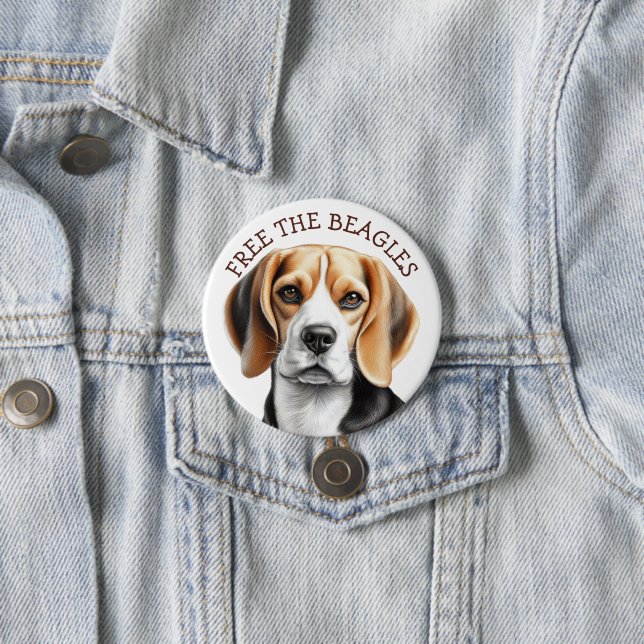 Libera a los Beagles | Botón de Cara de Beagle (In situ)