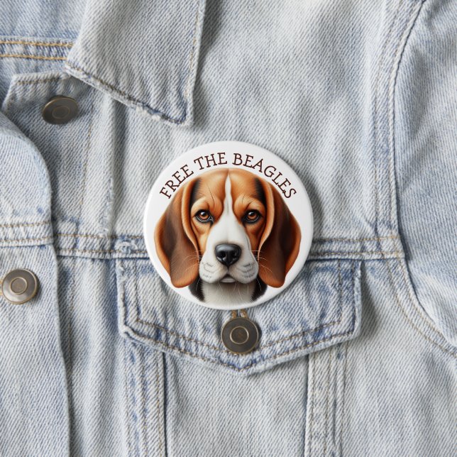 Libera a los Beagles | Botón de Cara de Beagle (In situ)