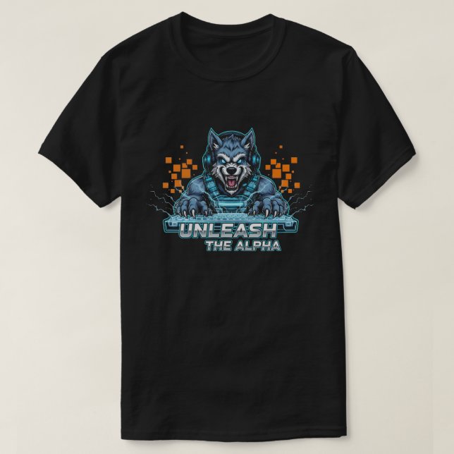 Liberar la camiseta Alpha Gamer Wolf | Cyberpunk E (Diseño del anverso)