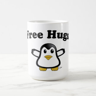 Libere la taza de café del pingüino de los abrazos