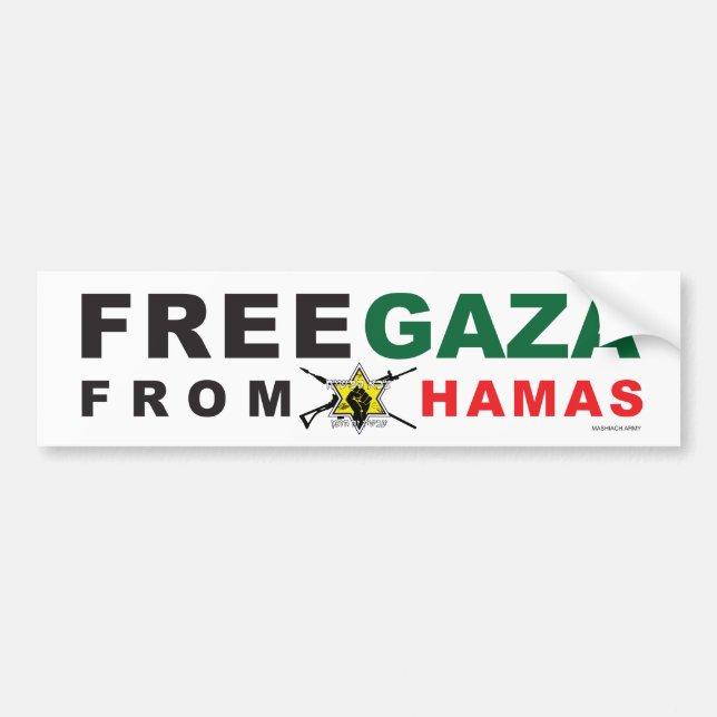 "Liberen a Gaza de Hamas" Pegatina parachoques (bl (Frente)