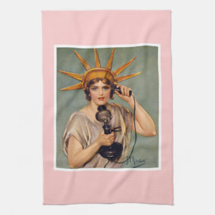 Libertad del vintage que llama la toalla de cocina