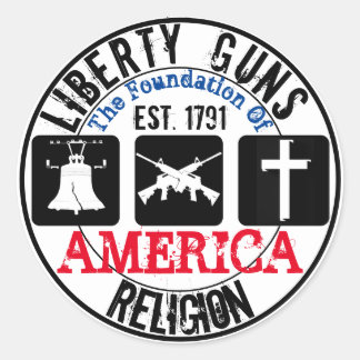 Liberty Guns Religion Round Pegatina