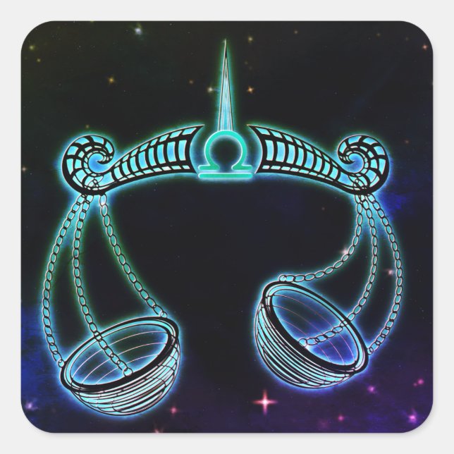 libra báscula a los pegatinas zodiacos (Anverso)