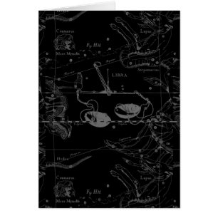 Libra Constellation Map Hevelius 1690 on Black