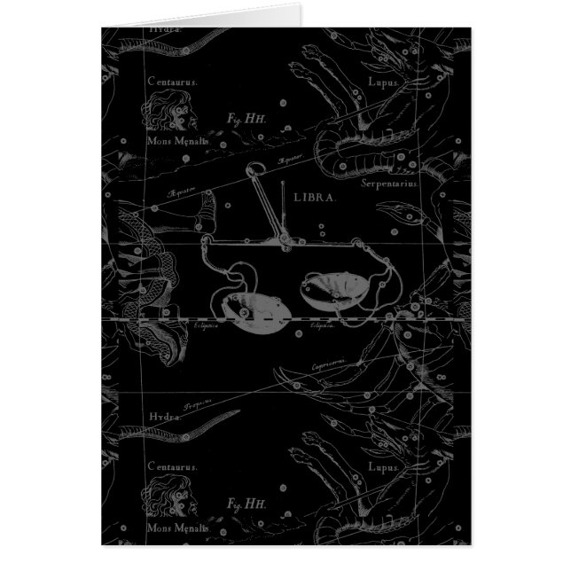 Libra Constellation Map Hevelius 1690 on Black (Frente)