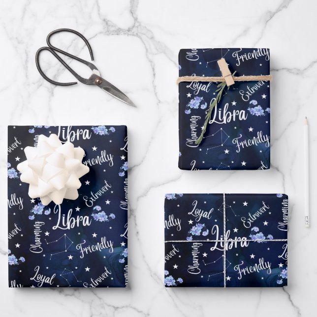 Libra envolver papel plano conjunto de hojas de 3 (Anverso)