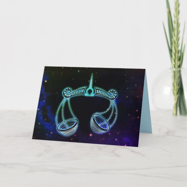 libra la báscula tarjeta de saludo zodiac (Anverso)