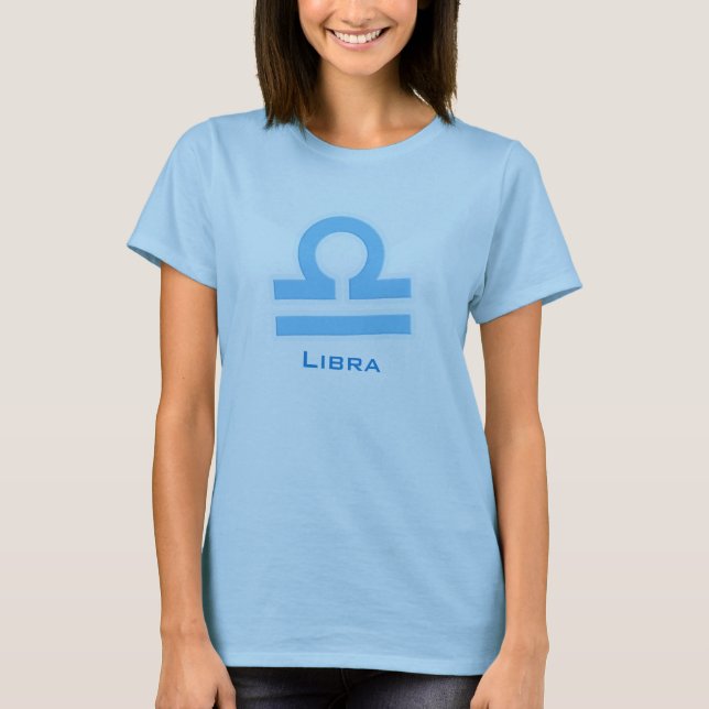 "Libra" símbolo gráfico de aire zodiac camiseta az (Anverso)