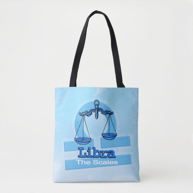 Libra zodiac astrología aire señal bolsa azul (Anverso)