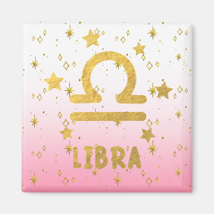 Libra Zodiac imán rosa y oro