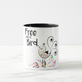 Libre lindo como taza de café del pájaro