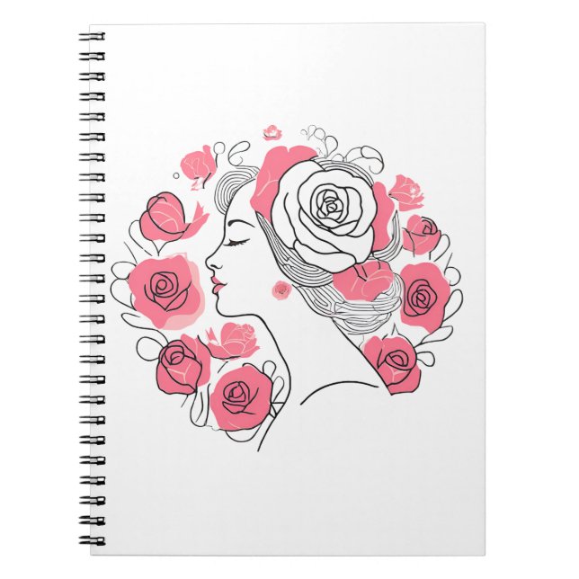 Libreta abstracta rosa de mujer joven elegante (Frente)