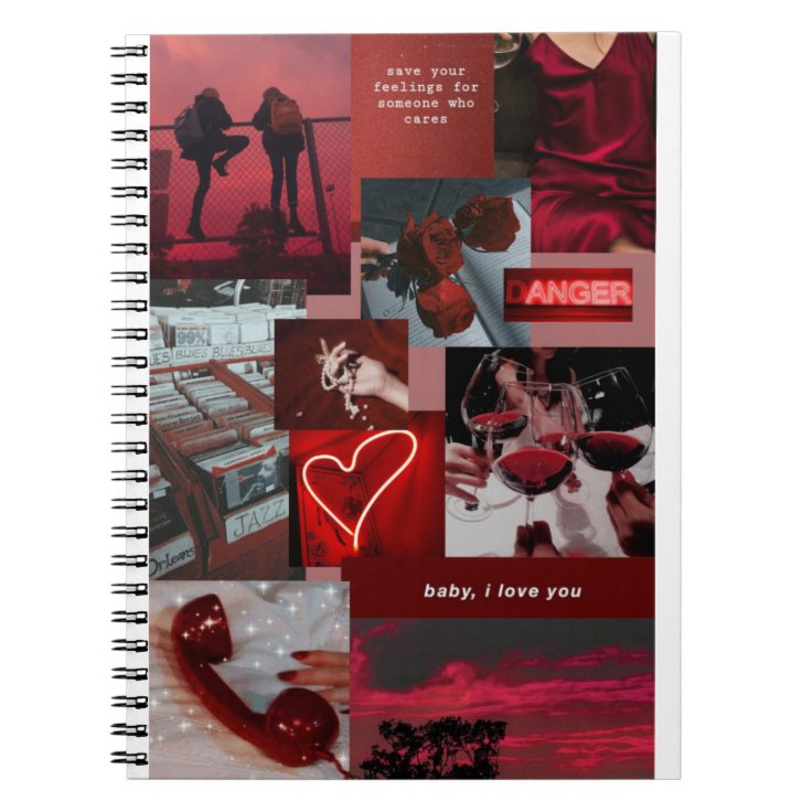 solo De este modo Inquieto Libreta aesthetic collage rojo | Zazzle.es