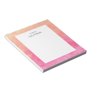Libreta anaranjada rosada personalizada de la