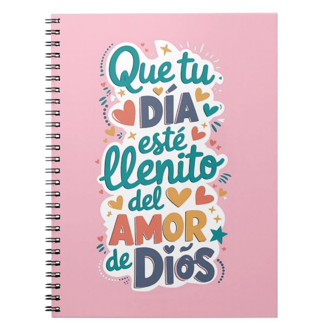 Libreta con espiral rosada mensaje lindo (Frente)