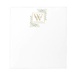 Libreta con Monograma de Vegetación Elegante