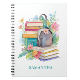 Libreta de Acuarela Flores Mochila Libros Diario p