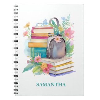 Libreta de Acuarela Flores Mochila Libros Diario p