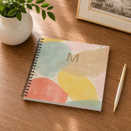 Libreta de bocetos abstracta con monograma y nombr