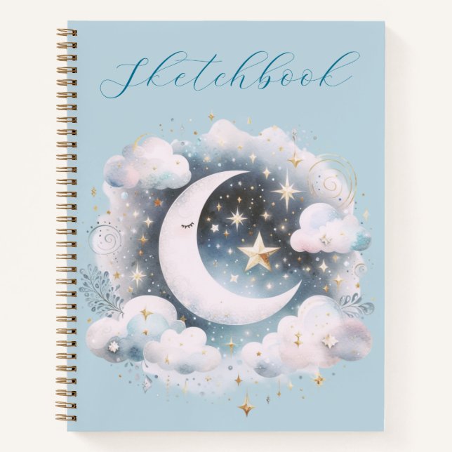 Libreta de Bocetos Boho Celestial Luna Creciente A (Anverso)