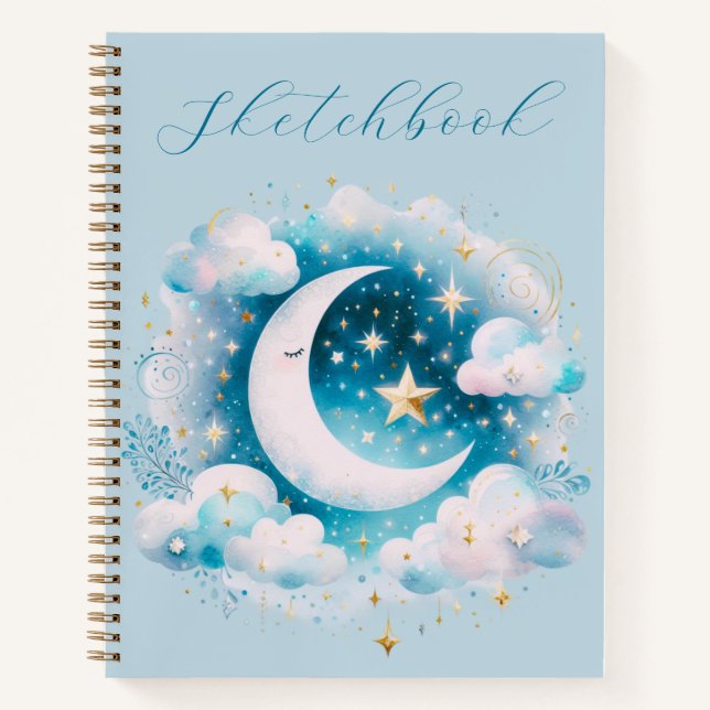 Libreta de Bocetos Boho Celestial Luna Creciente A (Anverso)