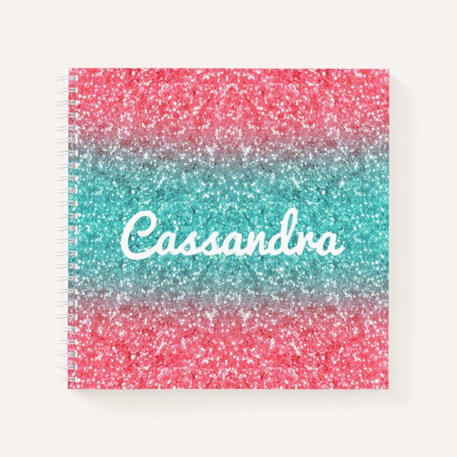 Libreta de bocetos con gradiente de rosa a azul y  (Anverso)