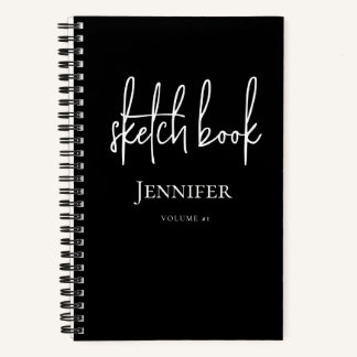 Libreta de bocetos con nombre en letra script pers