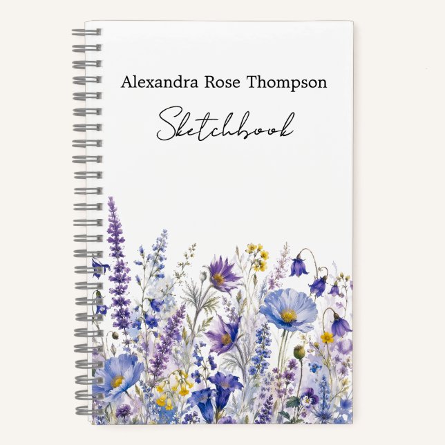 Libreta de bocetos de acuarela de flores silvestre (Anverso)