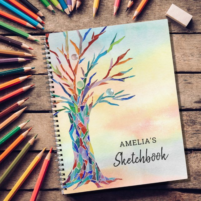 Libreta de bocetos de árbol colorido personalizada (Subido por el creador)