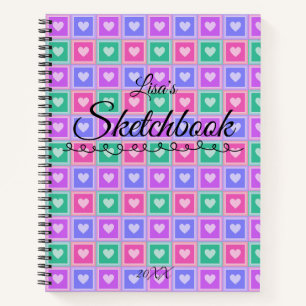 Libreta de Bocetos de Cuadrados de Colores Pastel 