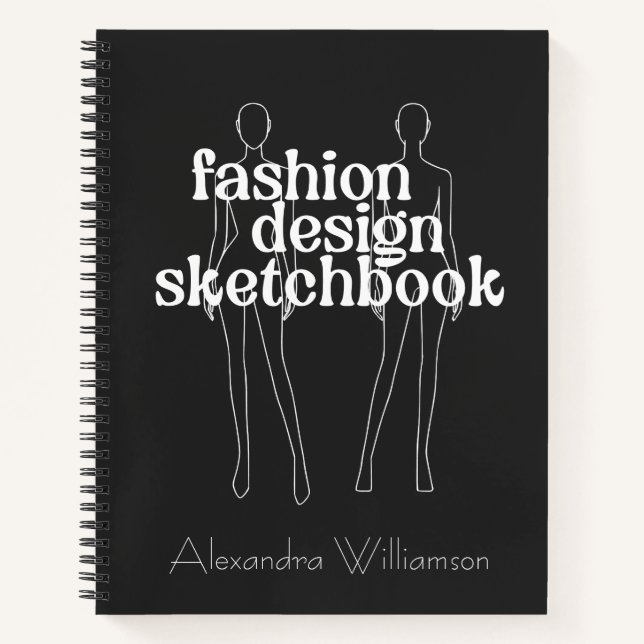 Libreta de bocetos de diseño de moda retro persona (Anverso)