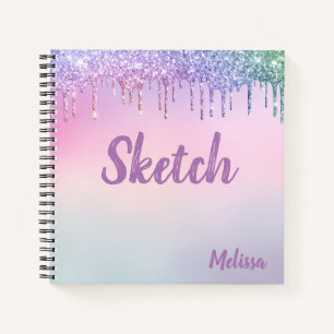 Libreta de bocetos de monograma con gotas de purpu