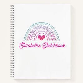Libreta de bocetos de niña arcoíris boho rosa lind