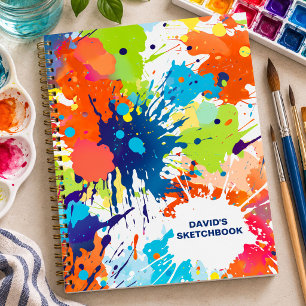 Libreta de bocetos de salpicaduras de pintura para