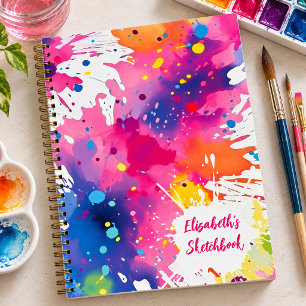 Libreta de bocetos de salpicaduras de pintura para