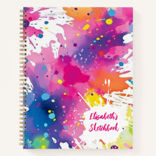 Libreta de bocetos de salpicaduras de pintura para