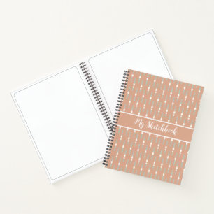 Libreta de bocetos personalizada Boho melocotón ve