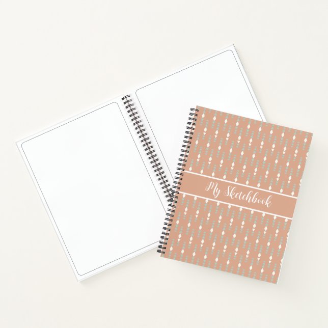 Libreta de bocetos personalizada Boho melocotón ve (Interior)