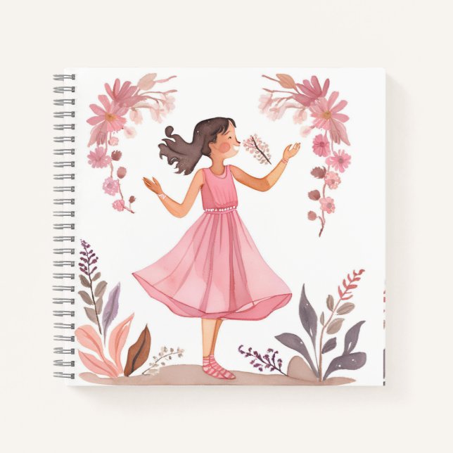 Libreta de chica en vestido rosa (Anverso)